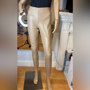 New mango Beige faux Leather Leggings S